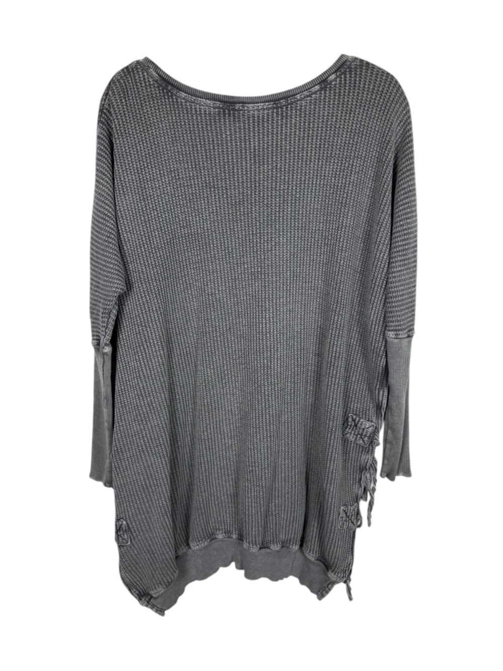 Free People FP One Interlaken Waffle Knit Thermal Tunic Gray Boho Sz Large - Picture 7 of 7